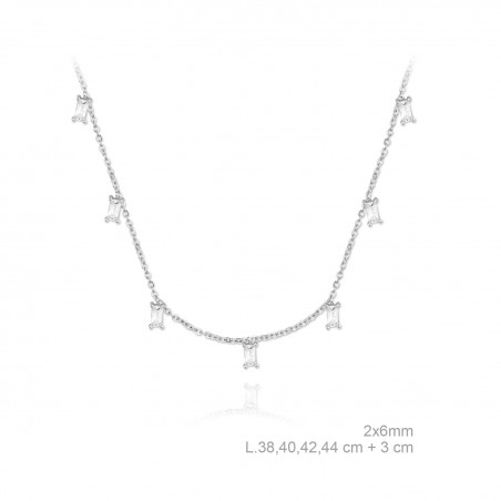 Gargantilha em Prata Esterlina e Zircões (Madrepérola)