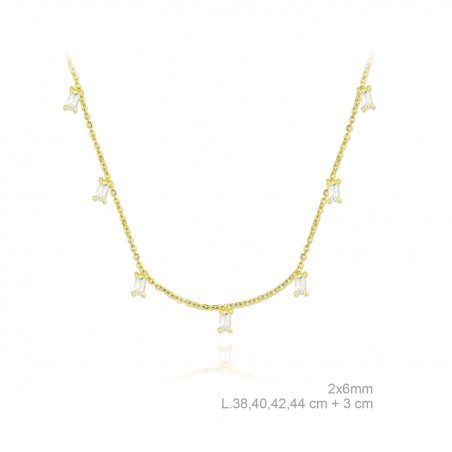 Gargantilla de Plata de Ley en dorado con zirconitas