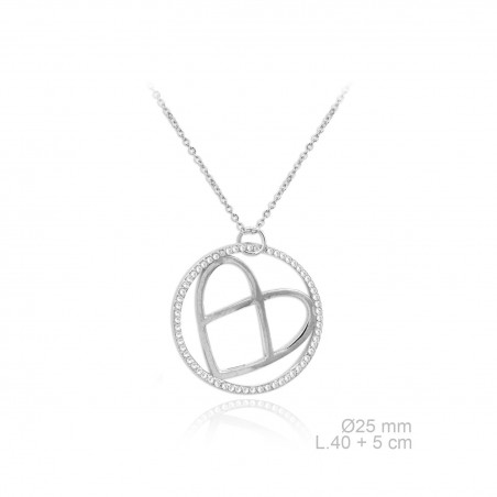 Gargantilla Plata de Ley y circonitas Círculo corazón