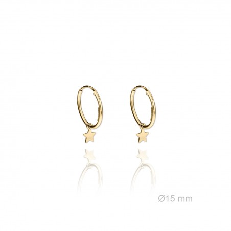 Pendientes aro estrellita dorados