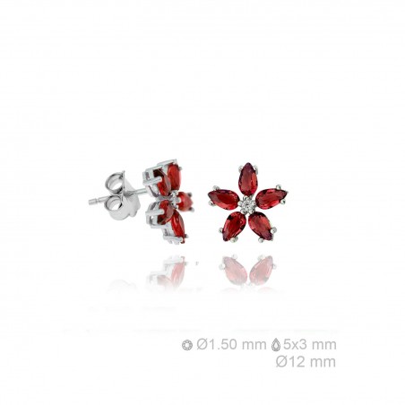 Pendientes circ flor roja