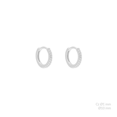 Brincos de Prata Esterlina com zircônia | Ø10mm