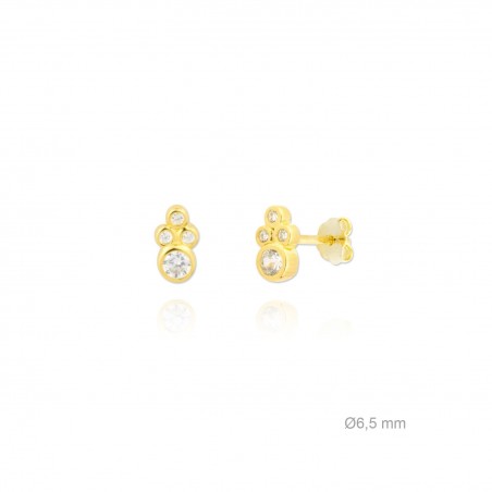 Pendiente de Plata de Ley Chapada en Oro con Zirconitas 