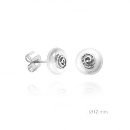 Pendientes Perla concha nácar 12mm  Espiral