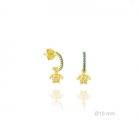 Aros Bali Turquesa Tortuga Dorados