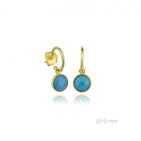Pendientes Aros piedra Azul dorados