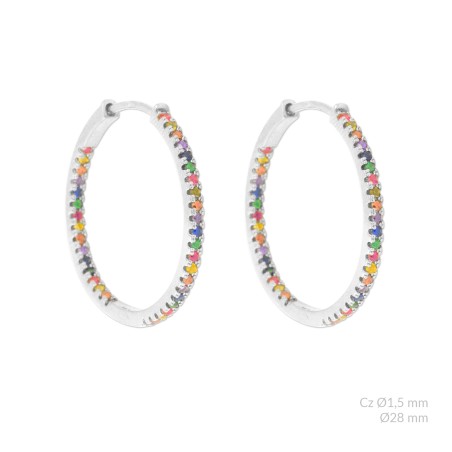 Brincos de Prata Esterlina e Zircônia | Ø28mm