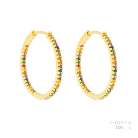 Brincos de Prata Esterlina e Zircônia | Ø28mm