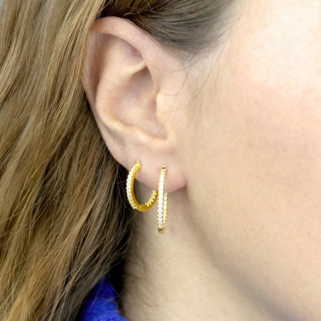 Silver Earrings with Cubir Zirconium | Ø16mm