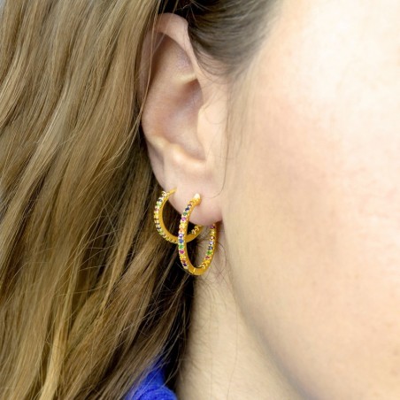 Silver Earrings with Cubir Zirconium | Ø22mm