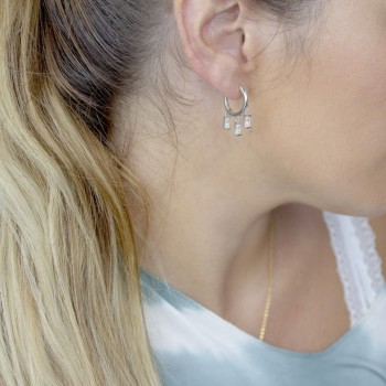 Silver Earrings with Cubir... 2