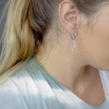 Pendiente de Plata de Ley con zirconitas y cadena