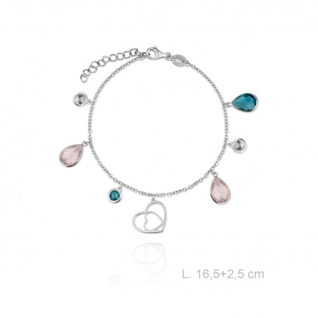 Silver bracelet with artificial stones