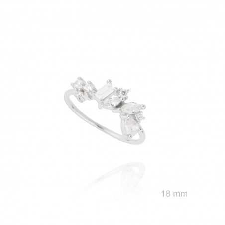 Anel de Prata Esterlina e Zircônia