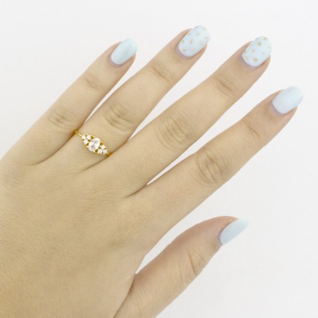 Anel de Prata Esterlina e Zircônia