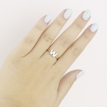 Silver ring | Letter W 2