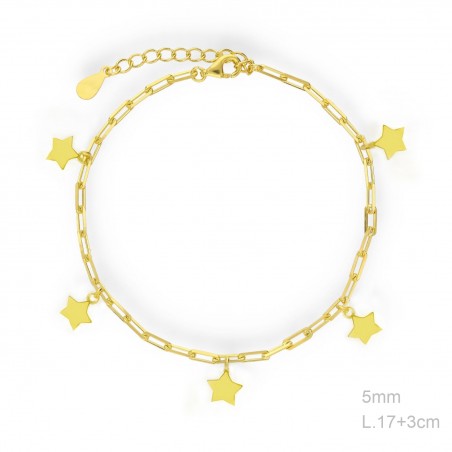 Pulsera Eslabones Estrella Lisa