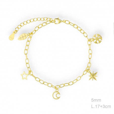 Pulsera Eslabones Dorada Copo/Polar/Luna/Estrella/Hoja