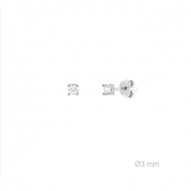 Pendientes de Plata de Ley y circonita de 3mm