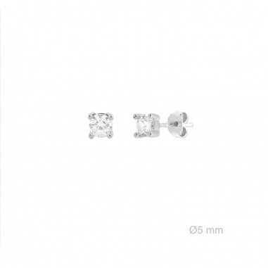 Pendientes de Plata de Ley y circonita de 4mm