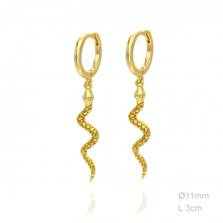 Pendientes Aro 11mm Serpiente Dorado