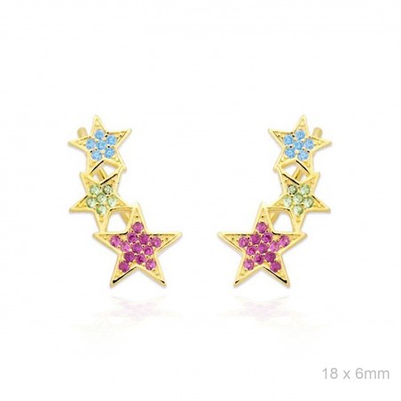 Pendientes Trepador Estrellas Dorado Circ Color