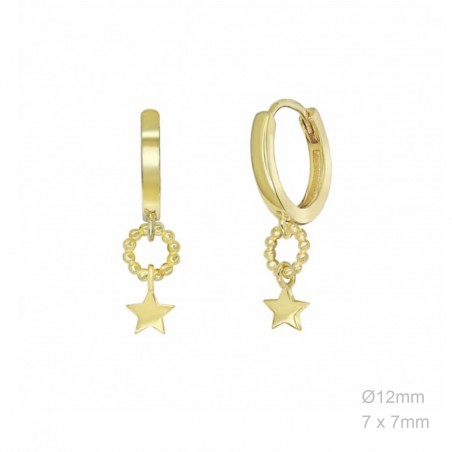 Pendientes Aro Liso Circulo Estrella Circ