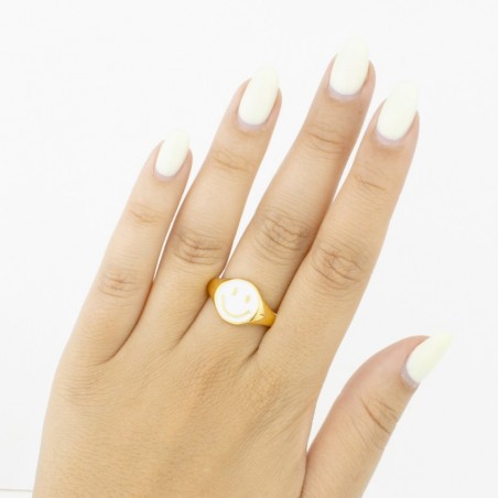 Anillo Sello ajust. Smiley Blanco Do