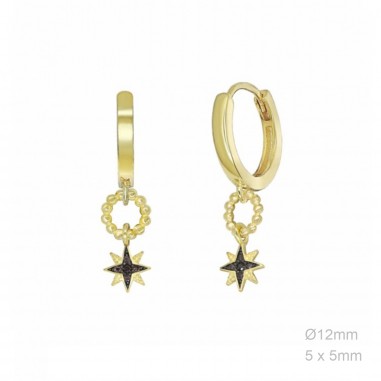 Pendientes Aro Liso Circulo Estrella Circ