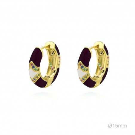 Pendientes Aro Esmalte Negro/Blanco Circ Color