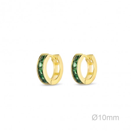 Pendientes Aro Mini Dorado Circ Verde