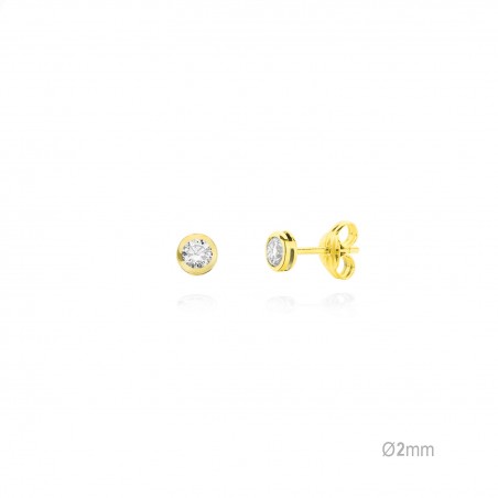 Pendientes Presión Chatón Dorado 2mm
