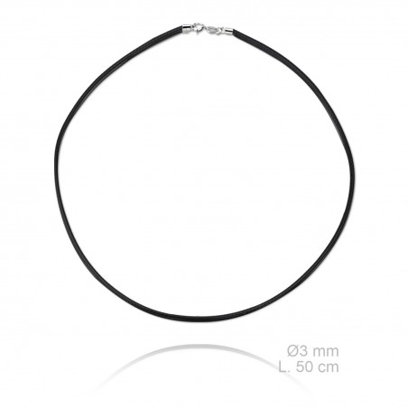 Sautoir en cuir, longueur: 50 cm