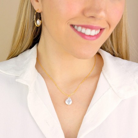 Gargantilla Perla Natural Lágrima Dorada