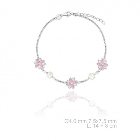 Pulsera de Plata de Ley con perla y esmalte