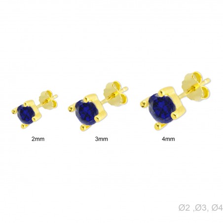 Pendientes Presión Dorado PACK 3 Circ Azul