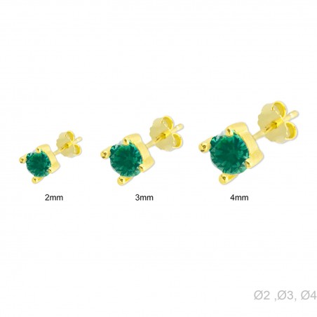 Pendientes Presión Dorado PACK 3 Circ Verde