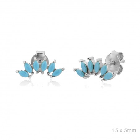 Pendiente Presión 6 Turquesas Abanico