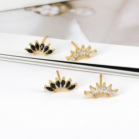 Pendiente Presión Dorado 6 Circ Negras Abanico