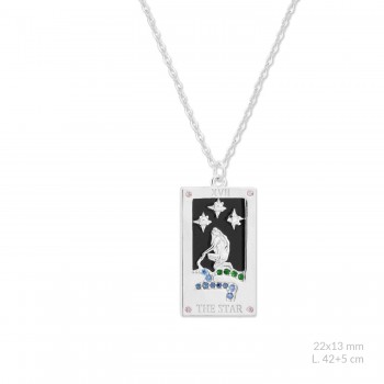 Silver necklace with cubic...
