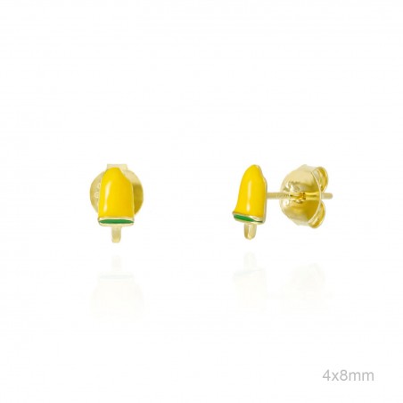 Pendientes Presión Dorado Helado Esmalte Amarillo