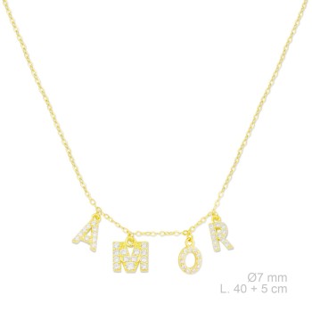 Silver necklace with cubic...