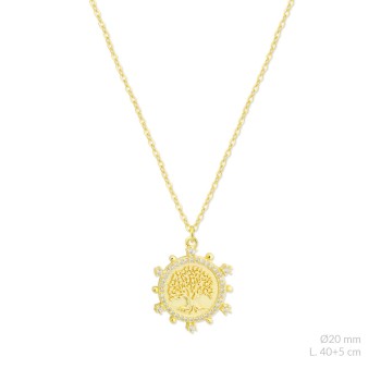 Silver necklace with cubic...