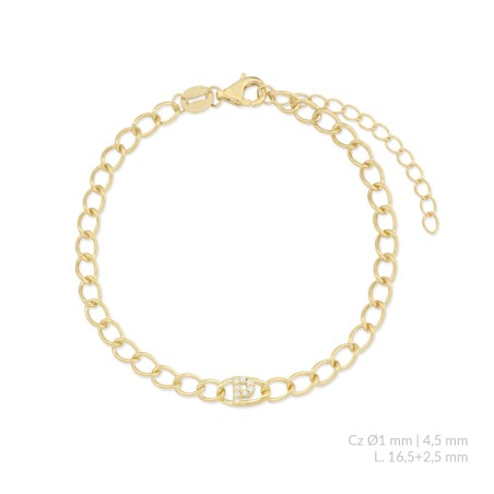 Silver bracelet with cubic zirconium | P