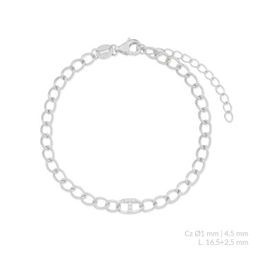Silver bracelet with cubic zirconium | T