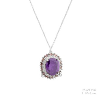 Silver necklace with cubic...