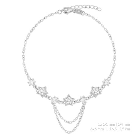 Silver bracelet with cubic zirconium