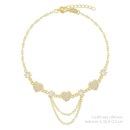 Pulseira de Prata Esterlina com zircônia