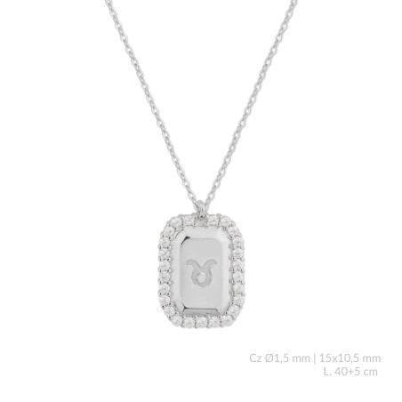 Sautoir en Argent avec oxyde de zirconium | Taureau