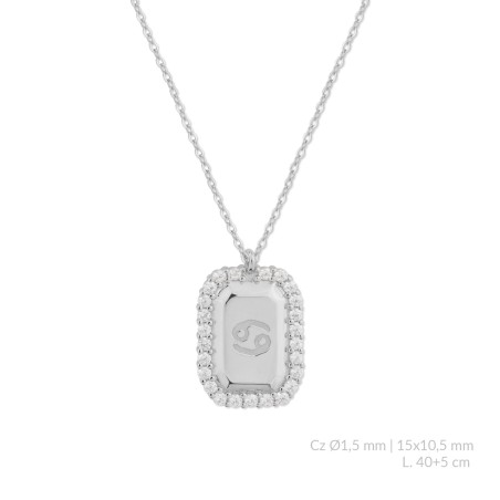 Silver necklace with cubic zirconium | Cancer